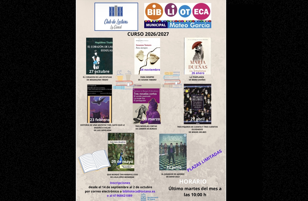 Abierto el plazo de inscripci�n para el Club de Lectura de la Biblioteca Municipal 